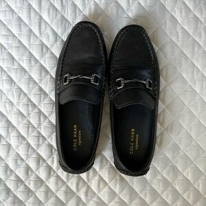 Cole Haan Black Leather Loafers with Horsebit Detail